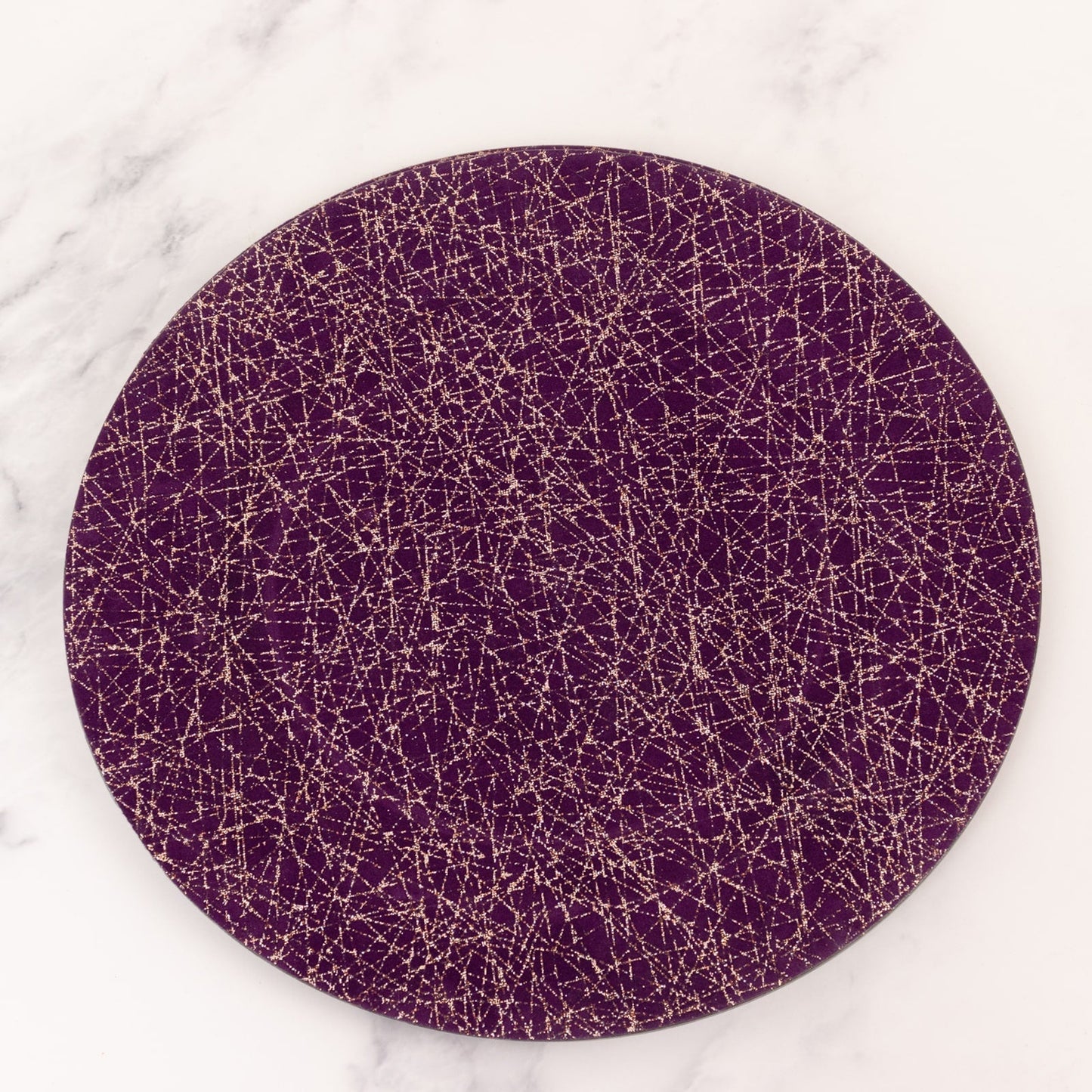 6-Pack Acrylic Round Charger Plates 13" in Purple with Gold Glitter Abstract Lines Pattern, Decorative Dinner Party Charger Tableware