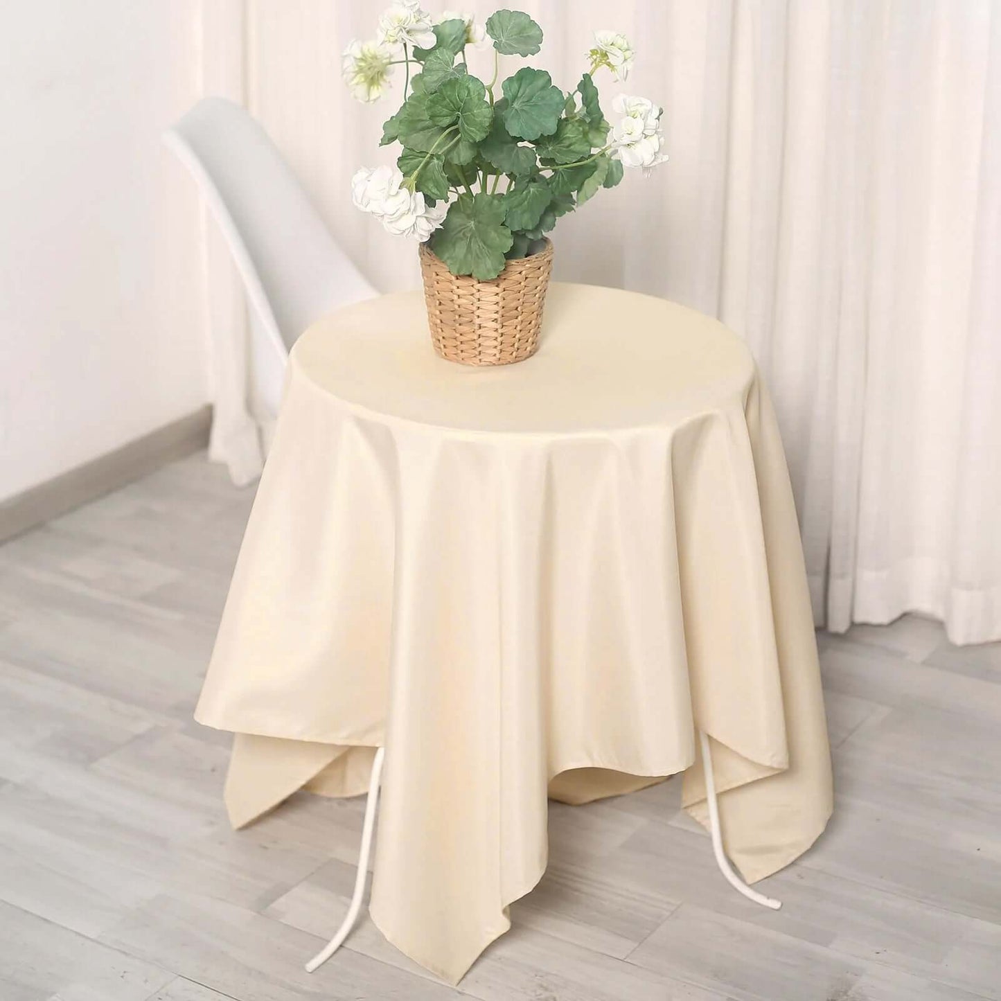 Polyester Square 54"x54" Tablecloth Beige - Wrinkle-Resistant & Durable Table Cover