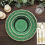 25-Pack Paper 10" Round Dinner Plates in Hunter Emerald Green Sunray Design with Gold Rim - Disposable Heavy Duty 350GSM Party Plates