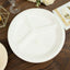 50-Pack Bagasse 10" Round Dinner Plates in White with 3-Compartments - Eco Friendly Biodegradable Sugarcane Divided Plates for Food Trucks Catering & Events