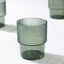 12-Pack Plastic Short Drinking Glasses Hunter Emerald Green Ribbed Pattern Stackable - Reusable Tumblers 7oz
