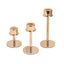 Set of 3 Metal Taper Candlestick Holders Gold with Round Base - Hurricane Candle Stands 3.5", 5.5", 8"