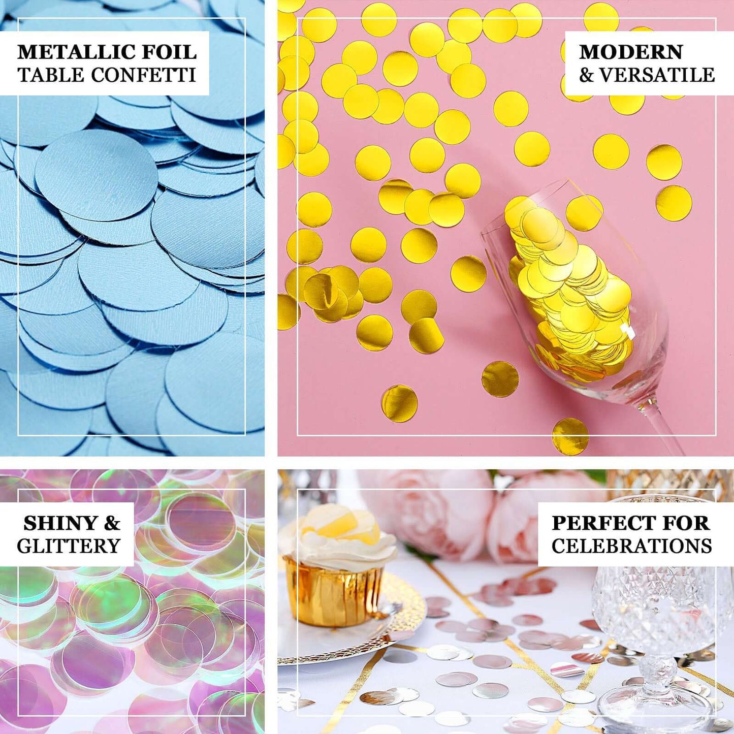 Metallic Round Party Confetti 18G Bag Dusty Blue Foil, Balloon Table Confetti Glitter Dots for Festive Weddings Baby Bridal Showers & Events