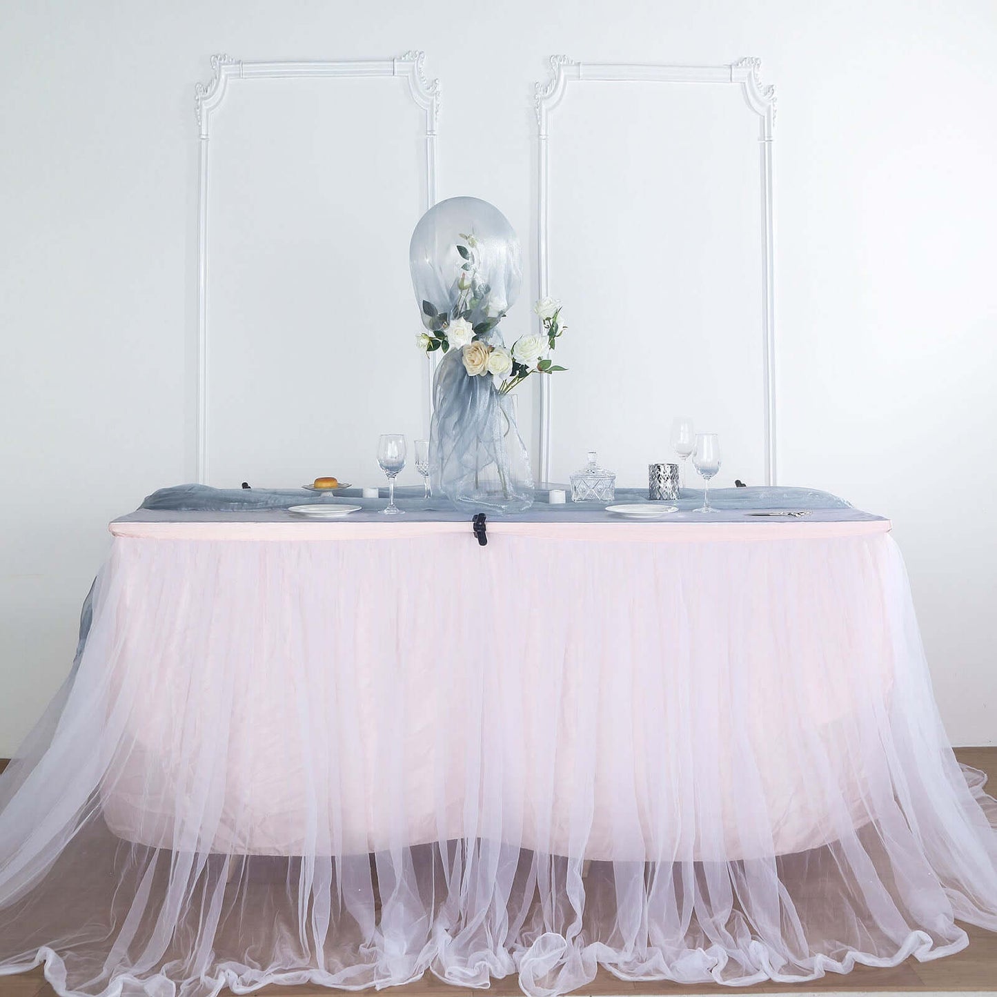 12"x10yd Dusty Blue Sheer Chiffon Fabric Bolt, DIY Voile Drapery Fabric