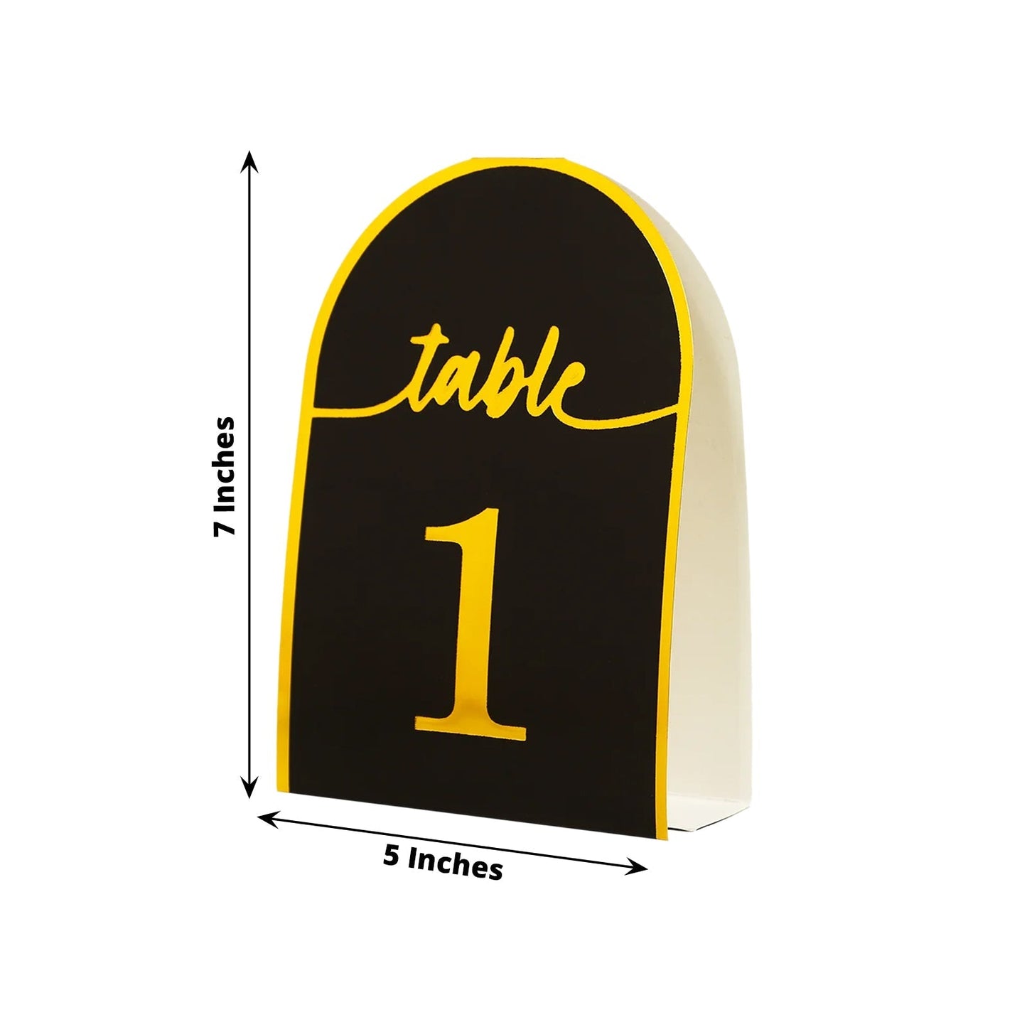 25-Pack 7" Disposable Table Numbers, Black Free Standing Double Sided Table Number Place Cards with Metallic Gold Foil Numbers 1-25