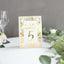 25-Pack Paper Wedding Table Numbers 1-25 White/Metallic Gold French Toile Design with Glam Gold Foil Numbers 7"