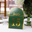 25-Pack 7" Disposable Table Numbers, Hunter Emerald Green Free Standing Double Sided Table Number Place Cards with Metallic Gold Foil Numbers 1-25