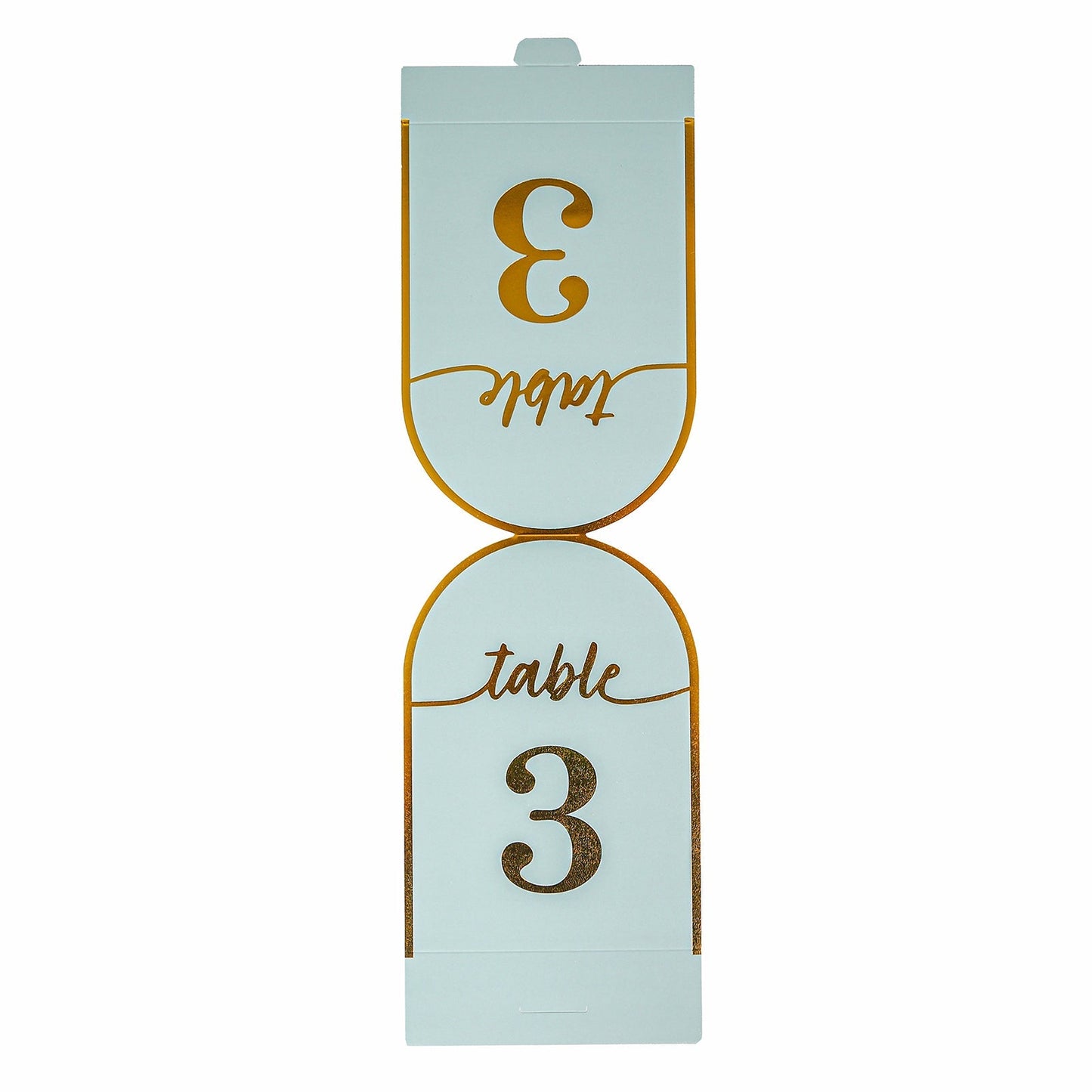 25-Pack 7" Disposable Table Numbers, Dusty Blue Free Standing Double Sided Table Number Place Cards with Metallic Gold Foil Numbers 1-25