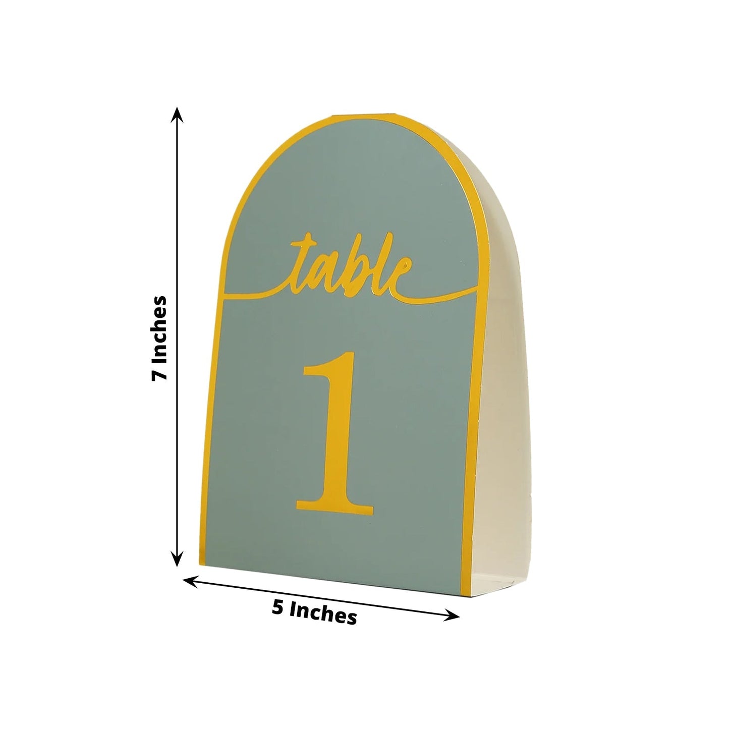 25-Pack 7" Disposable Table Numbers, Dusty Blue Free Standing Double Sided Table Number Place Cards with Metallic Gold Foil Numbers 1-25
