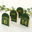 25-Pack 7" Disposable Table Numbers, Hunter Emerald Green Free Standing Double Sided Table Number Place Cards with Metallic Gold Foil Numbers 1-25