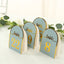 25-Pack 7" Disposable Table Numbers, Dusty Blue Free Standing Double Sided Table Number Place Cards with Metallic Gold Foil Numbers 1-25