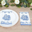 50 Pack 2-Ply Paper Party Napkins in White Royal Blue Damask Floral Pattern, Disposable Dinner Napkins - Highly Absorbent & Soft