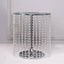 Metal Cake Stand Round Design Metallic Silver with Crystal Chains 14" Dia - Cupcake Dessert Pedestal 16"Tall