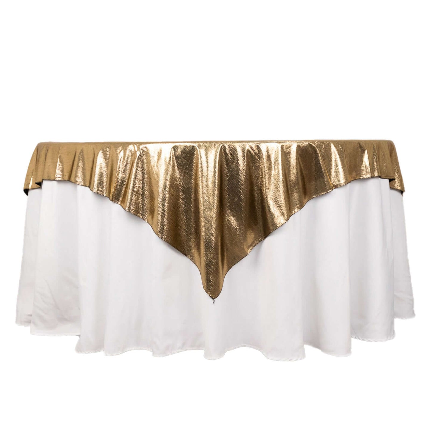 Polyester 72"x72" Table Overlay Square Tablecloth Antique Gold - Sequin Dots Wrinkle-Free Table Cover