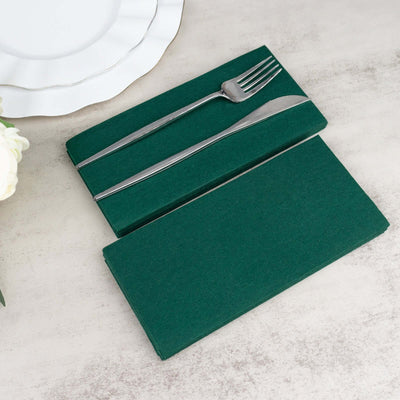 20 Pack Linen-Like Paper 8.5"x4" Napkins Hunter Emerald Green - Highly Absorbent & Disposable Airlaid Guest Towels