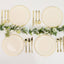 10-Pack Plastic 10" Round Dinner Plates in Ivory with Gold Flair Rim - Disposable Party Plates