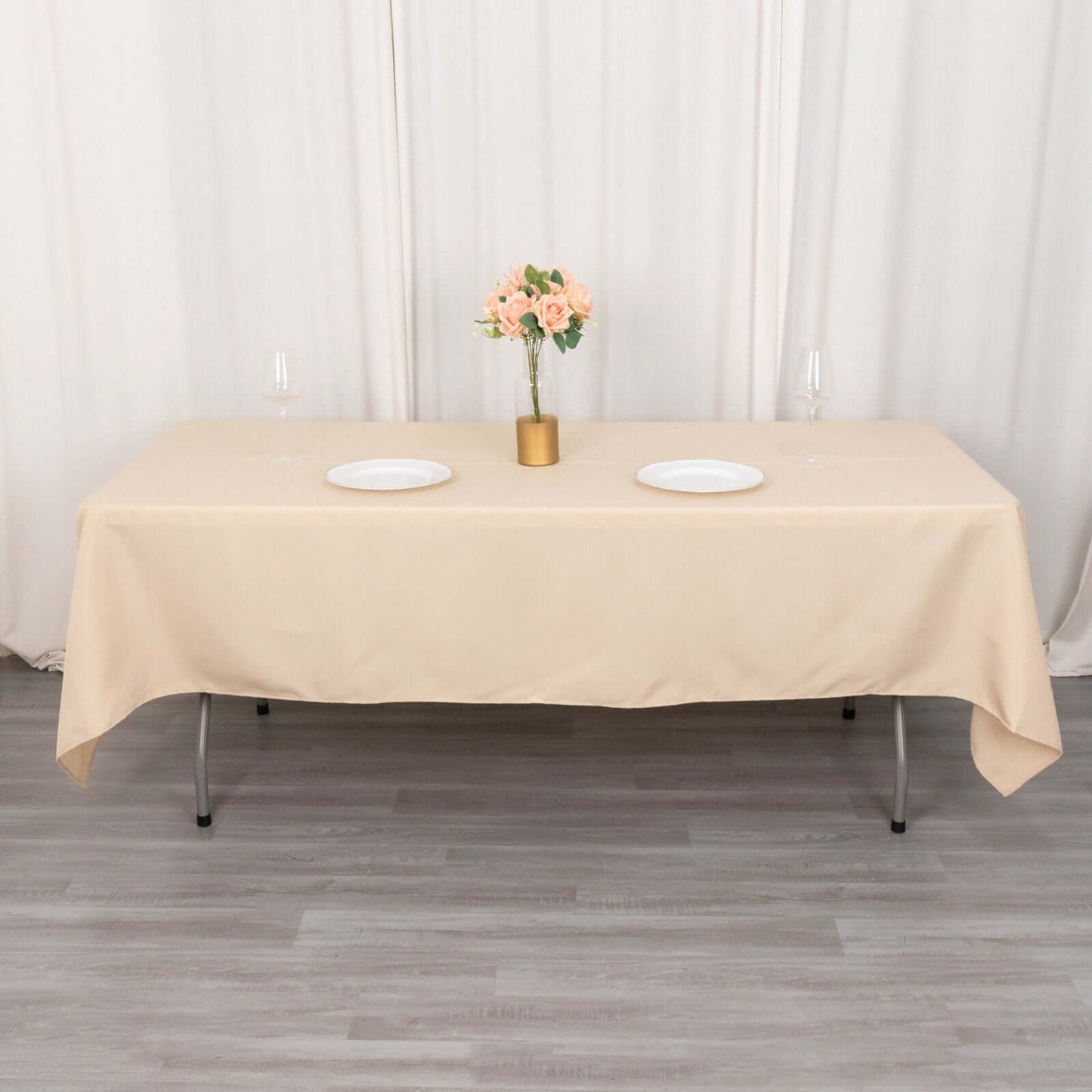 Premium Polyester 60"x102" Rectangle Tablecloth Beige - Durable 220GSM Wrinkle-Resistant Table Cover