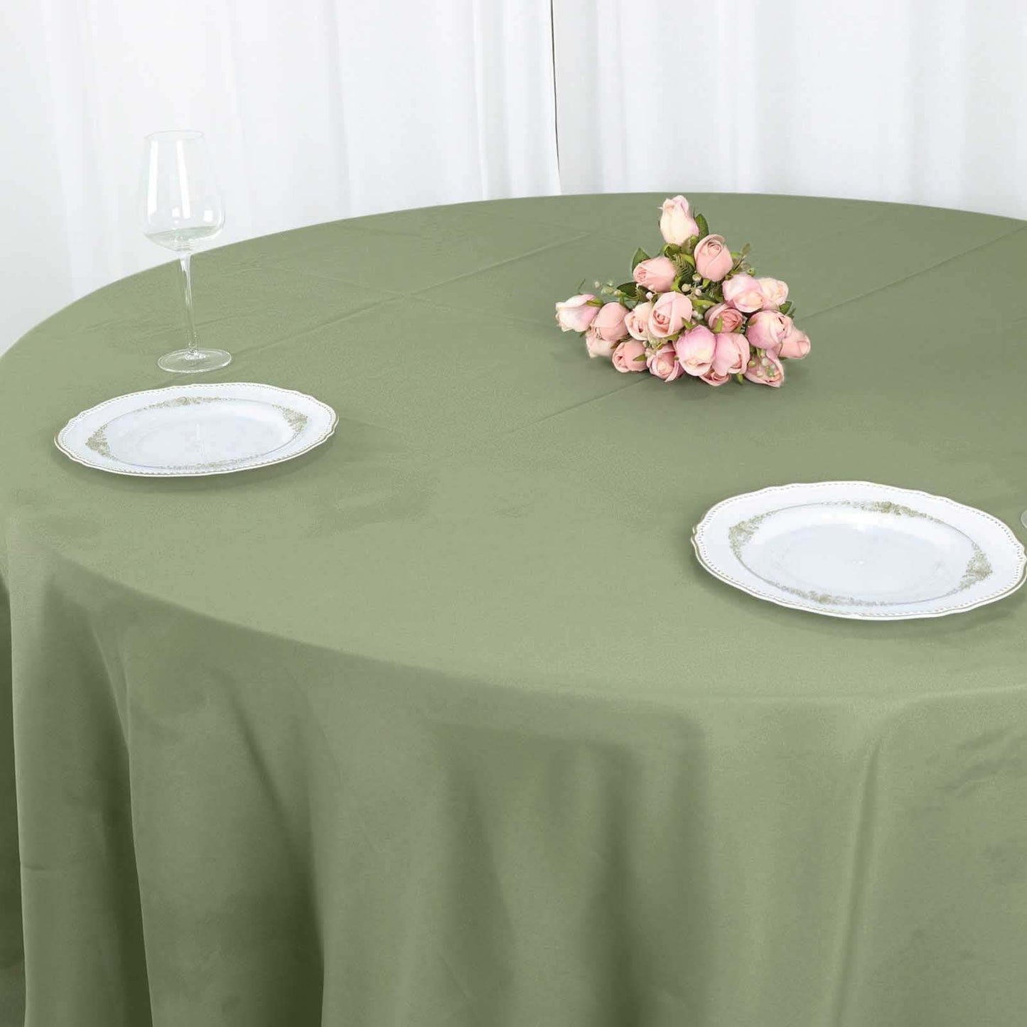 Polyester 108" Round Tablecloth Dusty Sage Green - Wrinkle-Resistant Table Cover