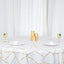 Polyester 120" Round Tablecloth White with Gold Foil Geometric Pattern Wrinkle-Resistant Modern Seamless Table Cover