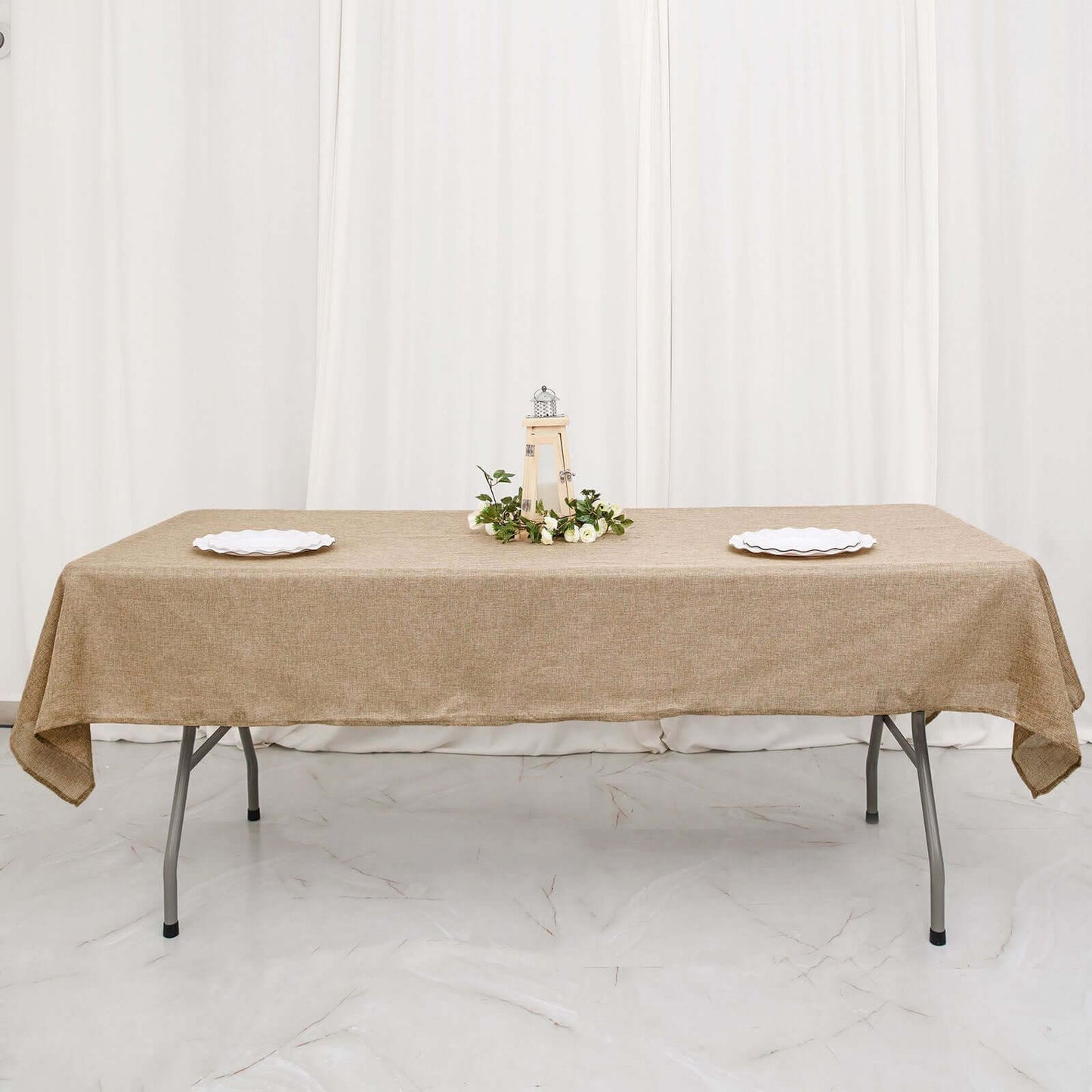 Faux Burlap Jute 54"x96" Rectangle Tablecloth Natural - Rustic Event Table Linen
