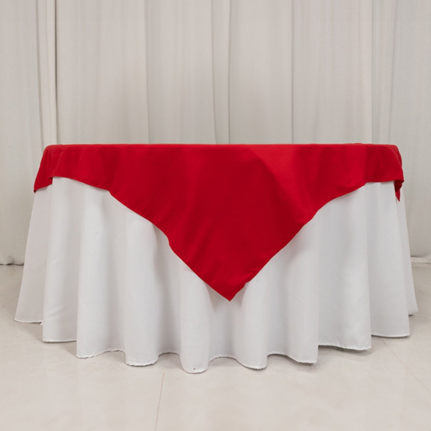 Cotton Blend 54"x54" Table Overlay Square Tablecloth Red - Wrinkle-Resistant Table Topper