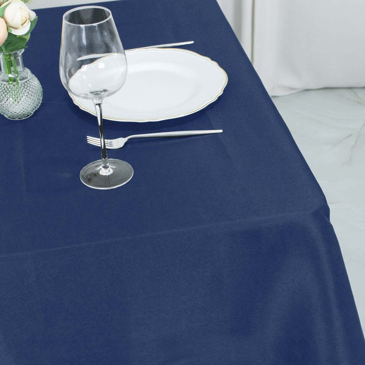Premium Polyester Square Tablecloth 70"x70" Navy Blue 220GSM Wrinkle-Resistant Table Cover