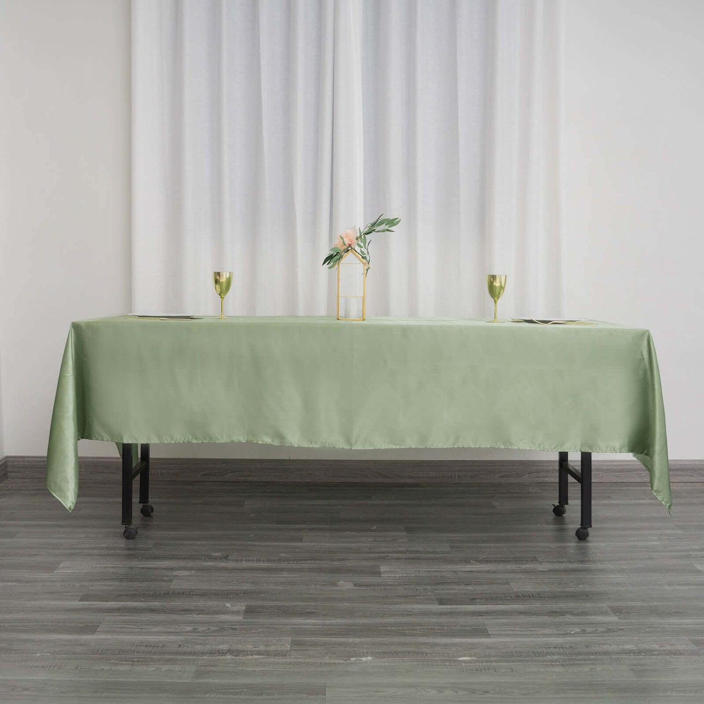 Satin Rectangular 60"x102" Tablecloth Sage Green - Smooth and Lustrous Table Cover