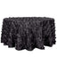 Taffeta 120" Round Tablecloth Black | 3D Leaf Petal Design Seamless Table Cover