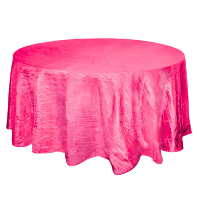 Taffeta 120" Round Tablecloth Fuchsia - Seamless Accordion Crinkle Table Cover