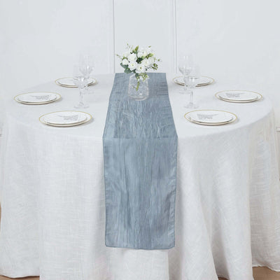 Taffeta 12"x108" Table Runner Dusty Blue - Accordion Crinkle Design