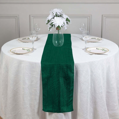 Taffeta 12"x108" Table Runner Hunter Emerald Green - Accordion Crinkle Design