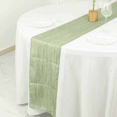 Taffeta 12"x108" Table Runner Sage Green - Accordion Crinkle Design