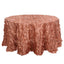 Taffeta 132" Round Tablecloth Terracotta (Rust) | 3D Leaf Petal Design Seamless Table Cover