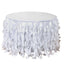 Taffeta 17ft Table Skirt White Cascading Curly Willow Style for Weddings & Banquets