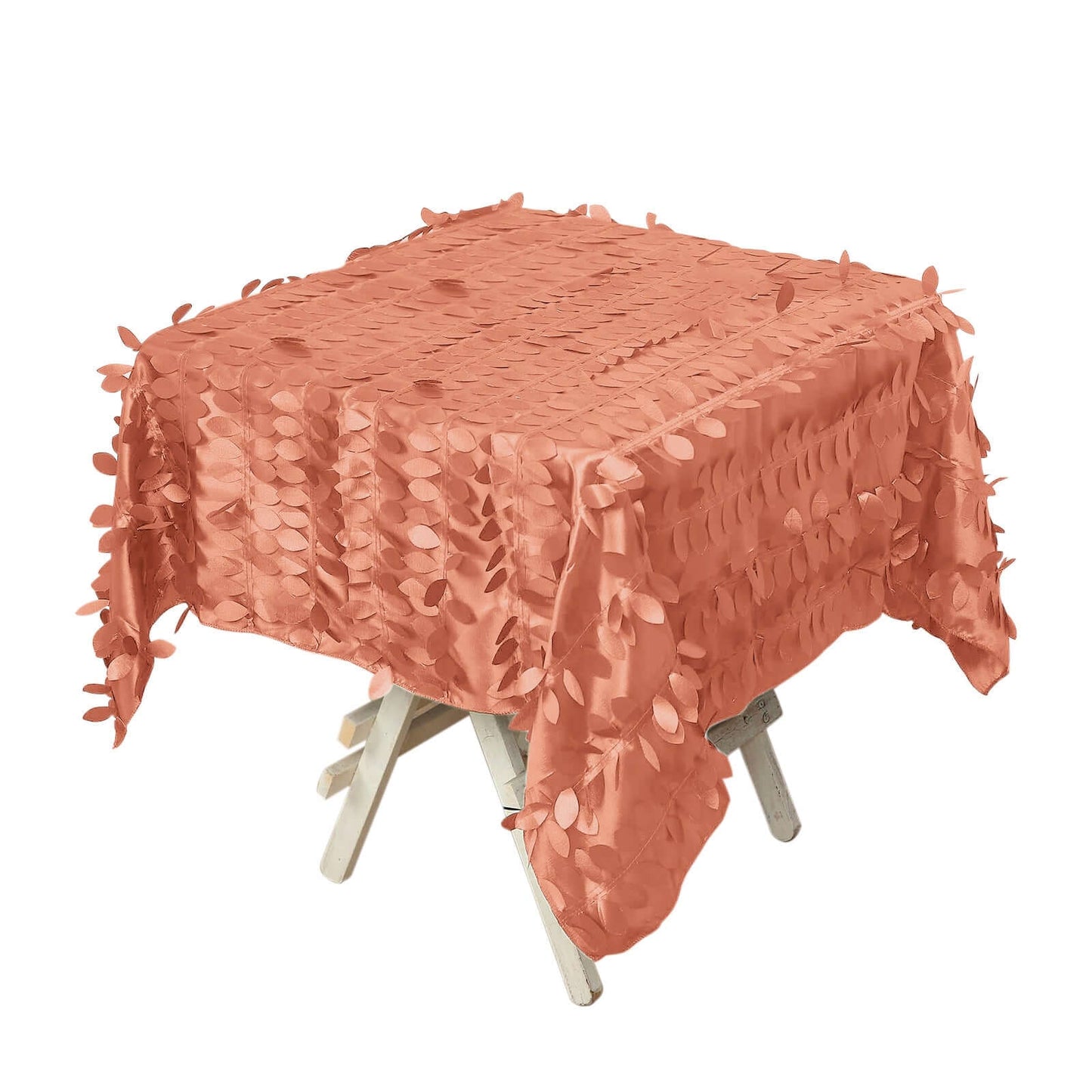 Taffeta 54"x54" Square Tablecloth Terracotta (Rust) 3D Leaf Petal Table Cover