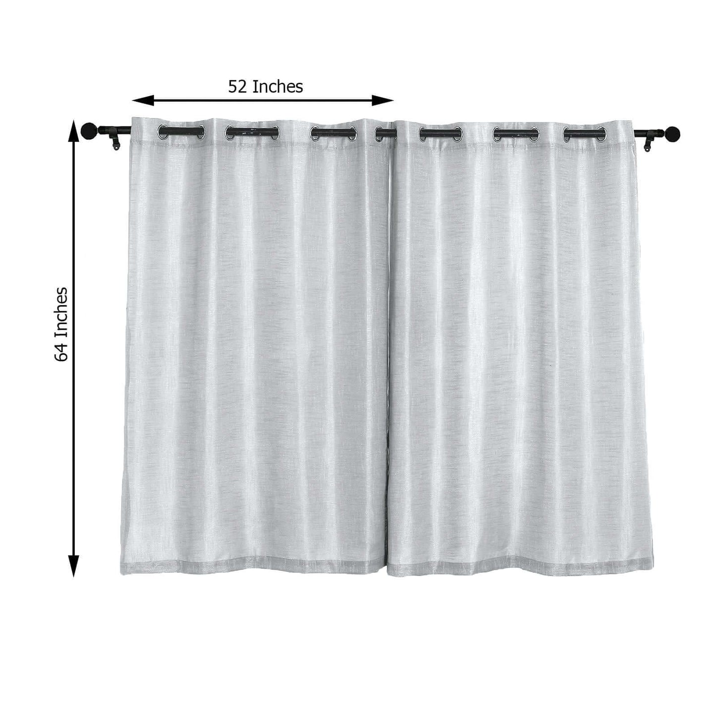 2 Pack Handmade Silver Faux Linen Curtains 52"x64", Curtain Panels With Chrome Grommets