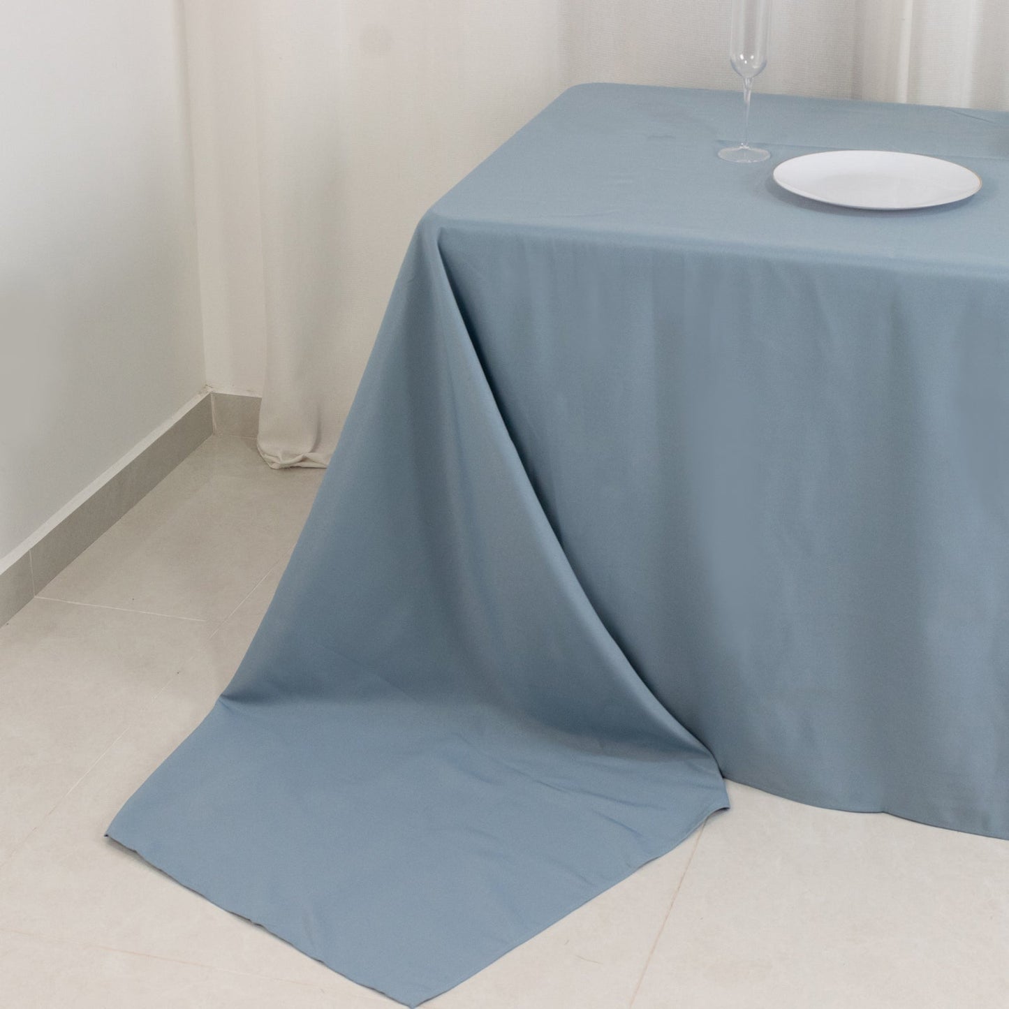 Premium Polyester 90"x156" Rectangle Tablecloth Dusty Blue - Seamless 220GSM Stain-Resistant Table Cover