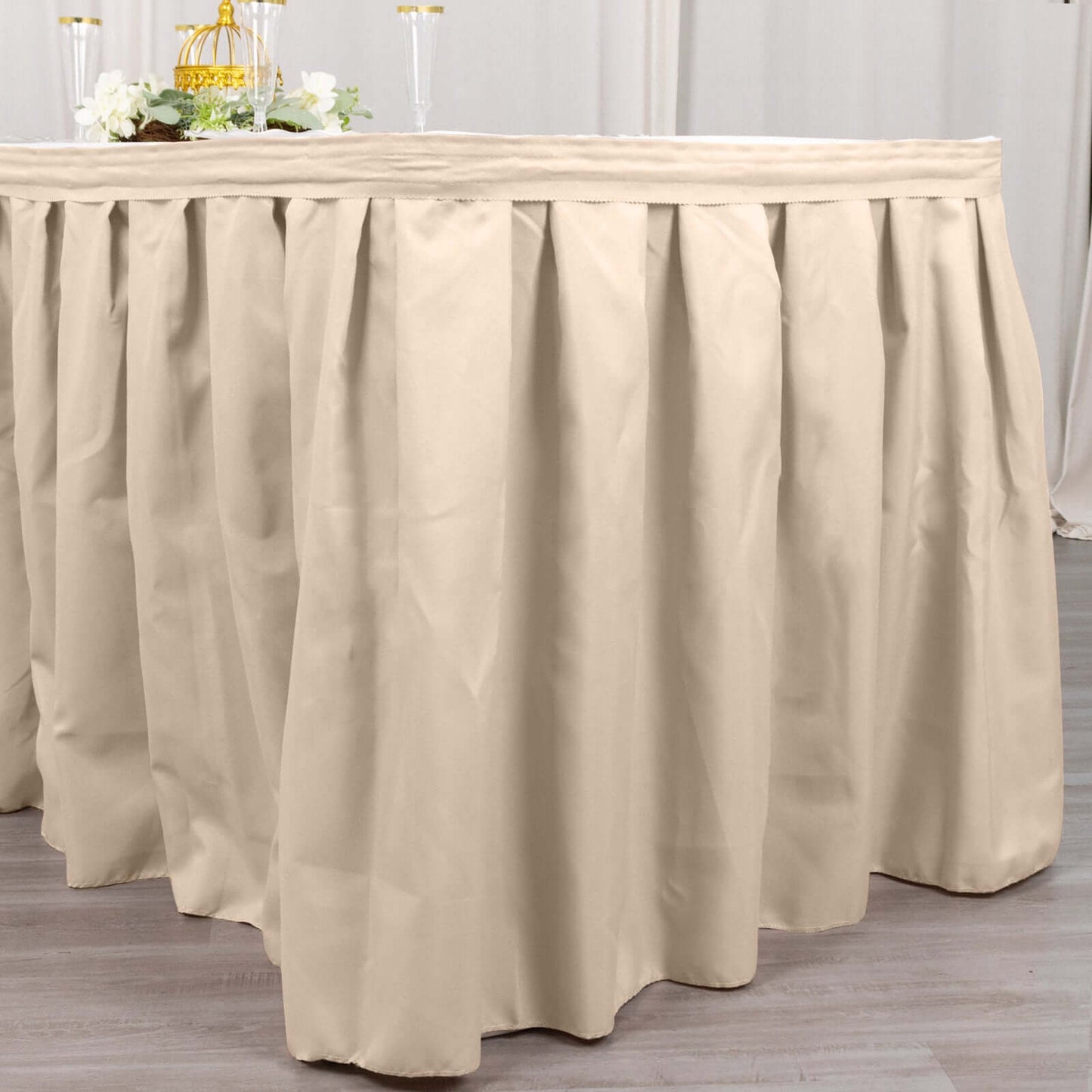 Polyester 21ft Table Skirt Nude - Classic Pleated Design