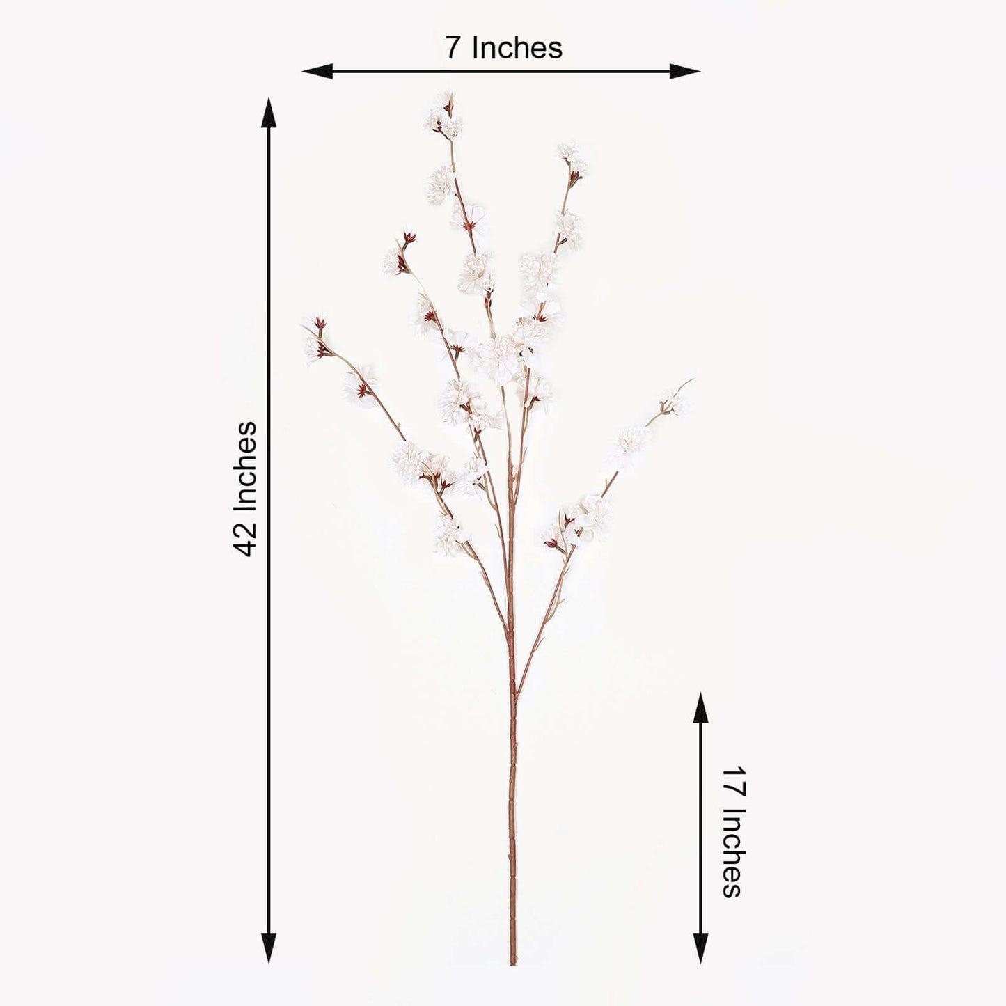2 Branches 42" Tall Ivory Artificial Silk Carnation Flower Stems