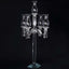 5 Arm Crystal Glass Taper Candle Holder Candelabra, Luxurious Table Centerpiece With Chandelier Chains 40"