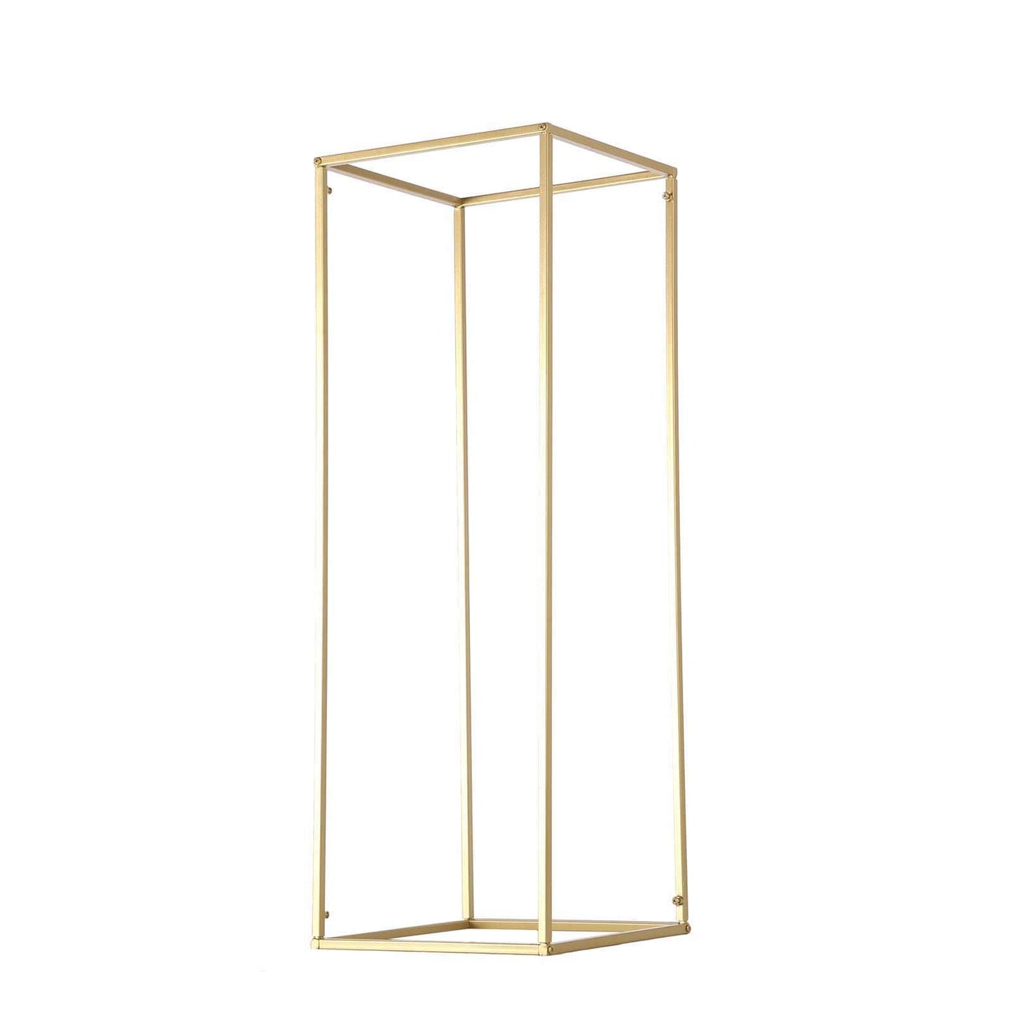 2-Pack Wedding Flower Stand Gold Metal Geometric Column Frame Rectangular - Versatile Floral Pedestal for Sophisticated Arrangements 32"