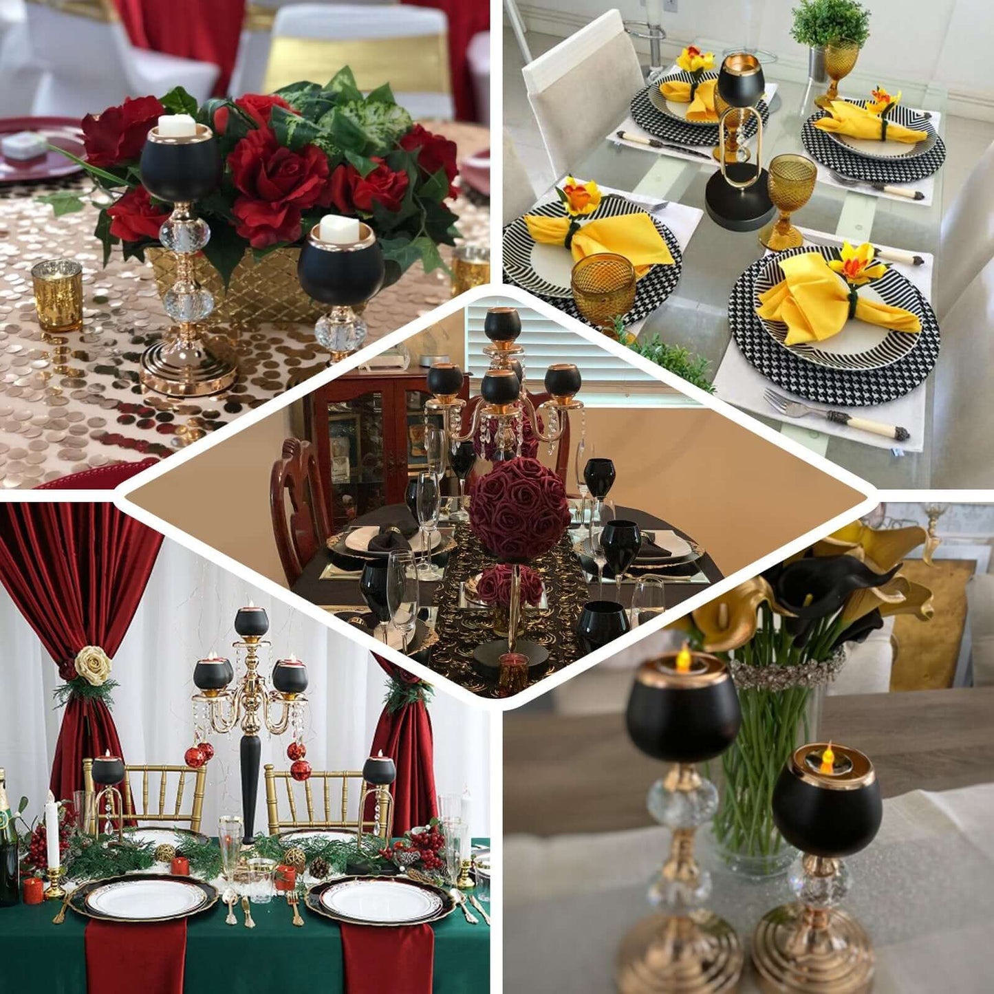 5-Arm Metal Candelabra Candle Holder Gold/Black - Chic Table Centerpiece for Events 25"