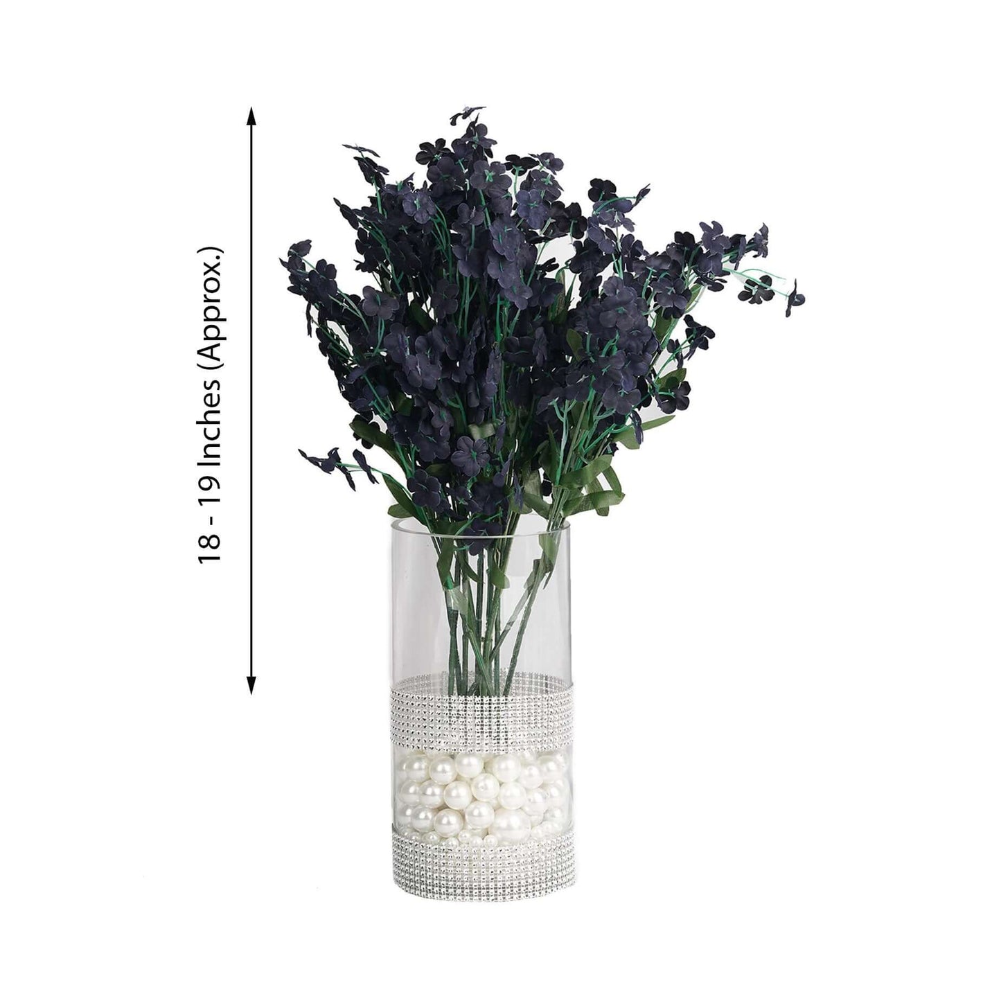 12 Stems Navy Blue Artificial Silk Babys Breath Flower Bushes Spray