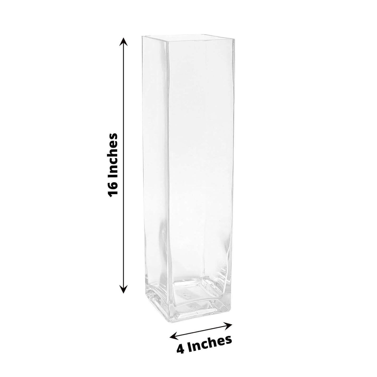 6-Pack Glass Cylinder Vases Square Clear - Durable Heavy Duty Floral Centerpieces for Weddings 16"