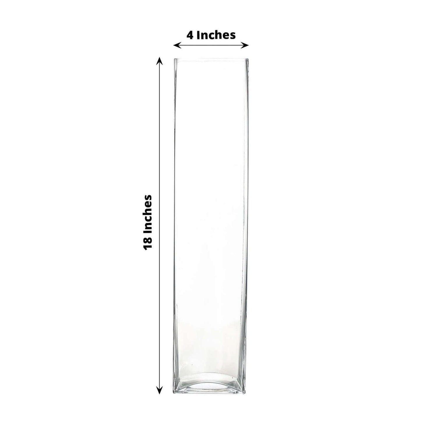 6-Pack Glass Cylinder Vases Square Clear - Durable Heavy Duty Floral Centerpieces for Weddings 18"