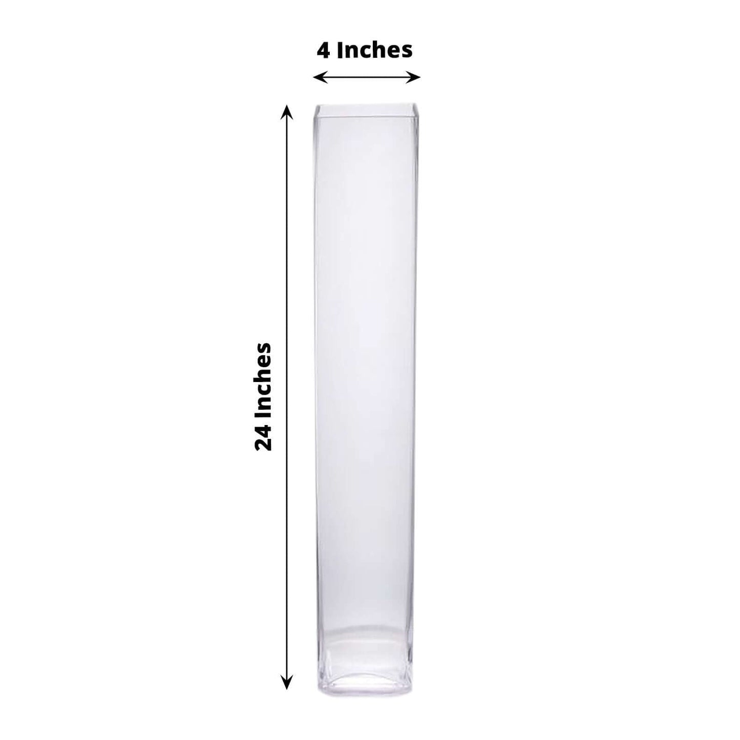 6-Pack Glass Cylinder Vases Square Clear - Durable Heavy Duty Floral Centerpieces for Weddings 24"