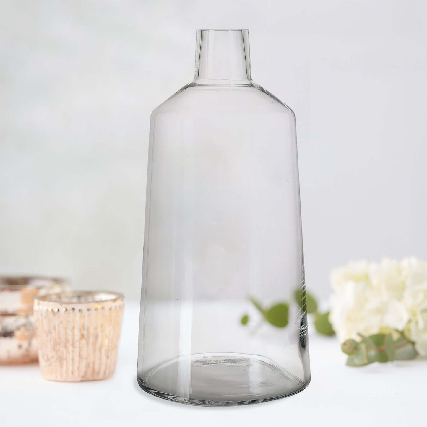 2-Pack Glass Bud Vases Tapered Neck Design Clear - Stylish Floral Table Centerpieces 12"