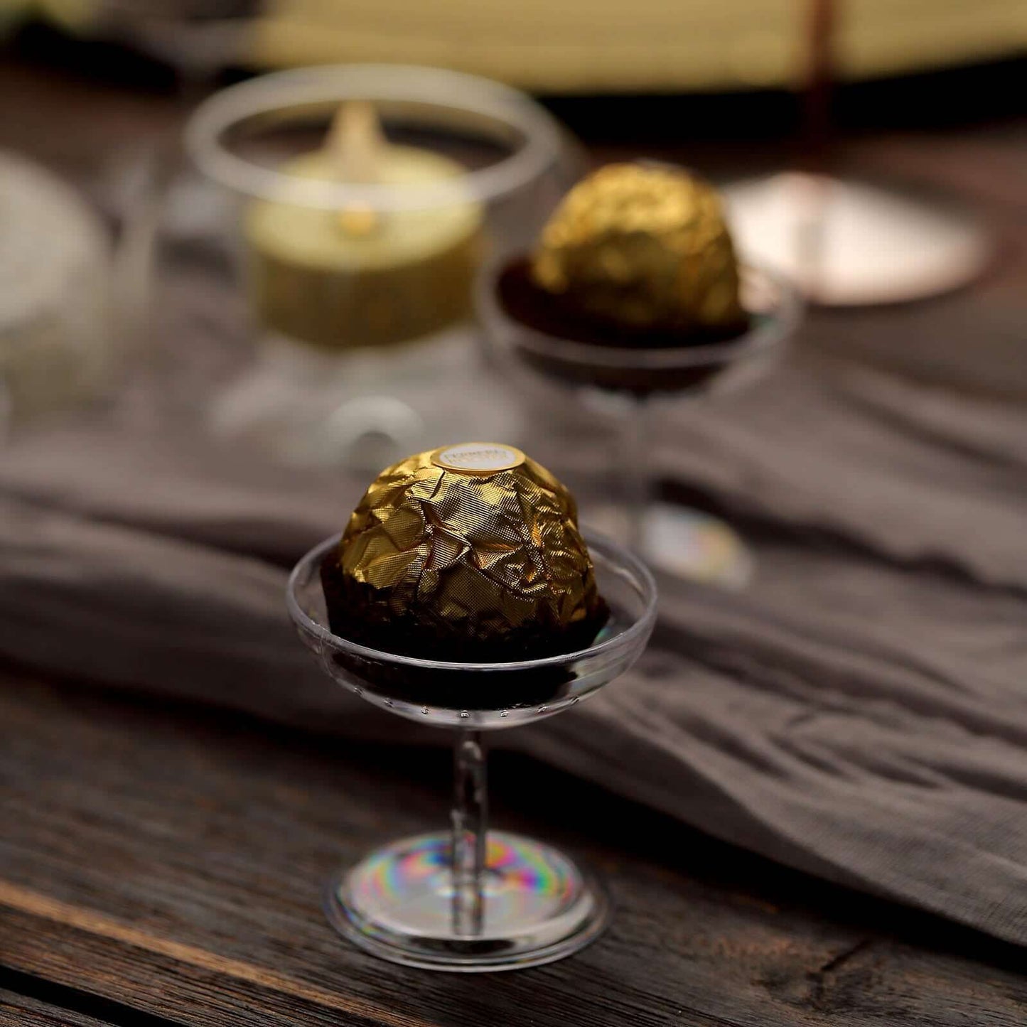 12-Pack Plastic Dessert Cup Candy Dishes Clear - Decorative Mini Pedestal Stands for Treats 2"