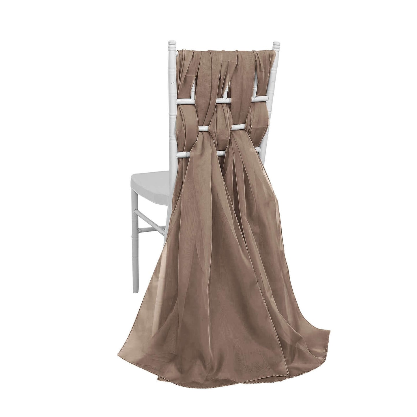 5 Pack Chiffon Chair Sashes Taupe - Soft & Lightweight Designer Chair Bows 22"x78"