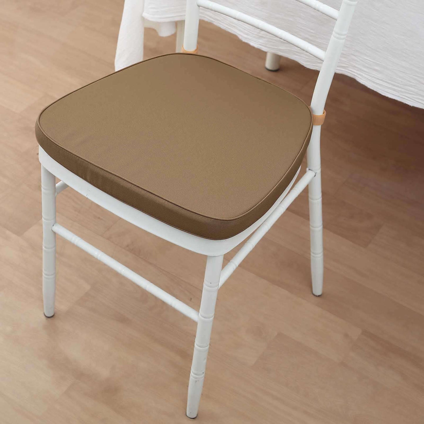 Chiavari Chair Cushion with 1.5" Thick Memory Foam and Ties Taupe - Stylish Removable Cover for Comfort
